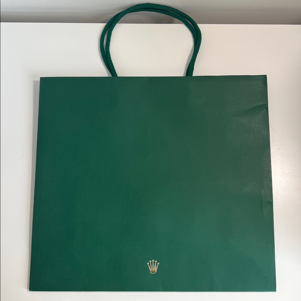 Green Rolex Bag With Gold Crown